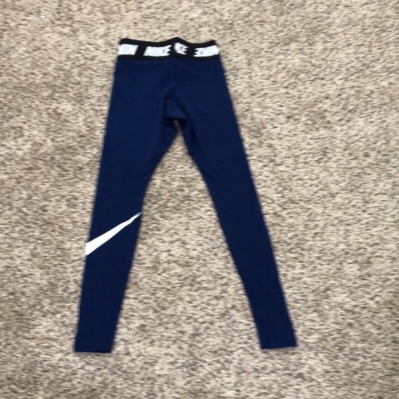Nike High Waisted Club Leggings Size XS Navy Blue Cotton - Picture 3 of 12